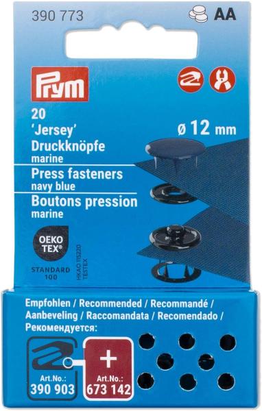 20 Jersey-Druckknöpfe marine/gunmetal