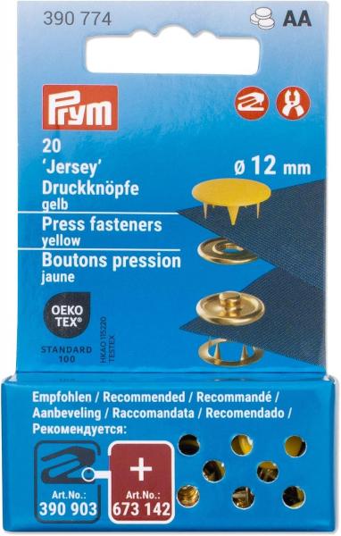 20 Jersey-Druckknöpfe gelb/goldfarbig