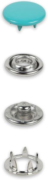 20 Jersey-Druckknöpfe mint/silberfarbig