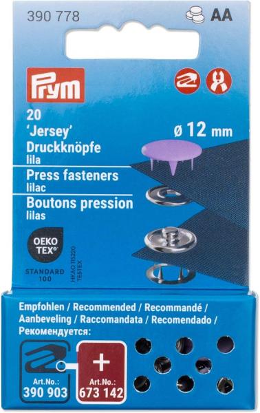 20 Jersey-Druckknöpfe lila/silberfarbig