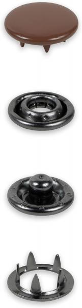 20 Jersey-Druckknöpfe dunkelbraun/gunmetal