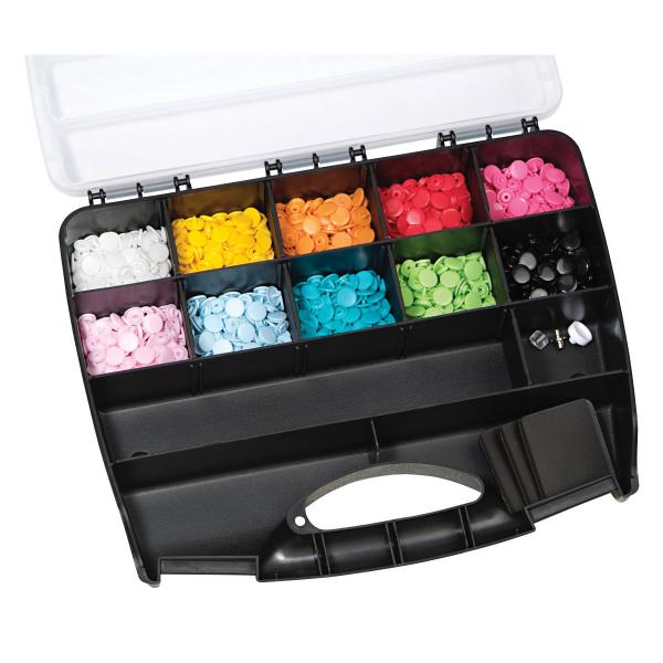 Color Snaps Box mit 300 Knöpfen + Werkzeug-Set