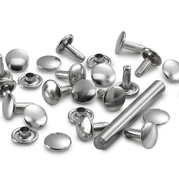 15 Hohlnieten 4-6 mm Klemmber. 9mm MS silber