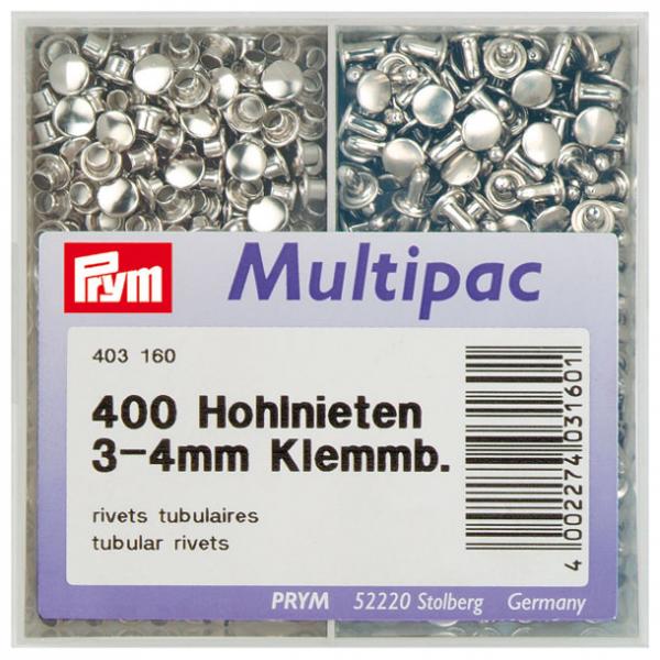 Hohlnieten 3-4 mm 7,5 mm Silberf. Messing