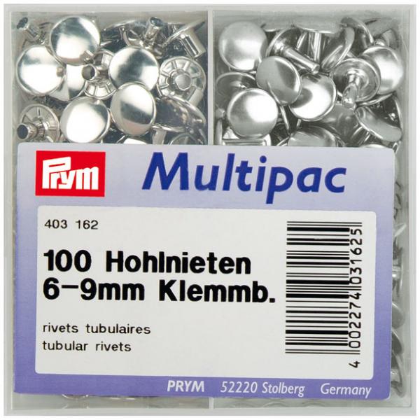 Hohlnieten 6-9 mm 9 mm Silberf. Messing