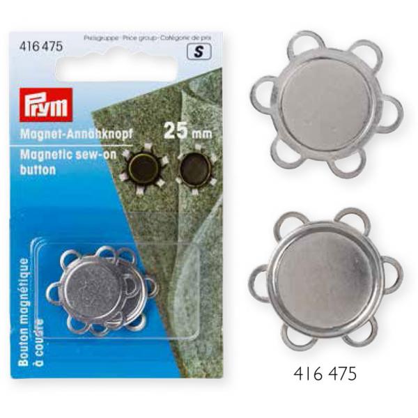 Magnet-Annähknopf 25 mm silberfarbig