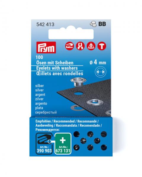 NF-Nachfüllpackung Ösen+Scheiben MS 4mm silberfarbig