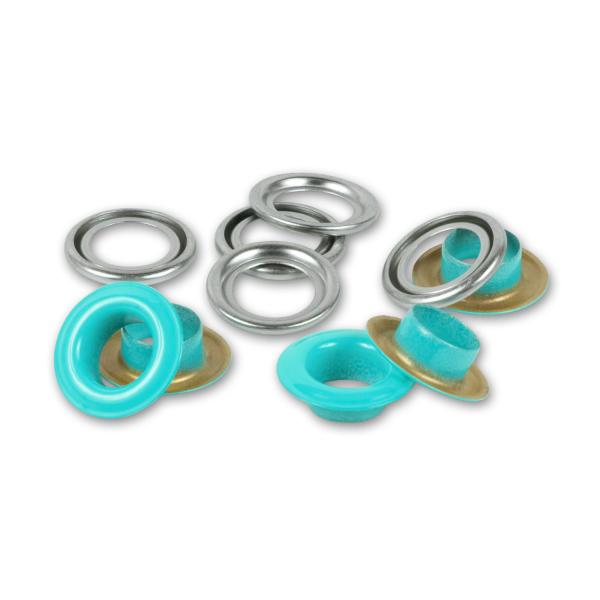 32 Ösen mit Scheiben 8 mm bunte Ausführung