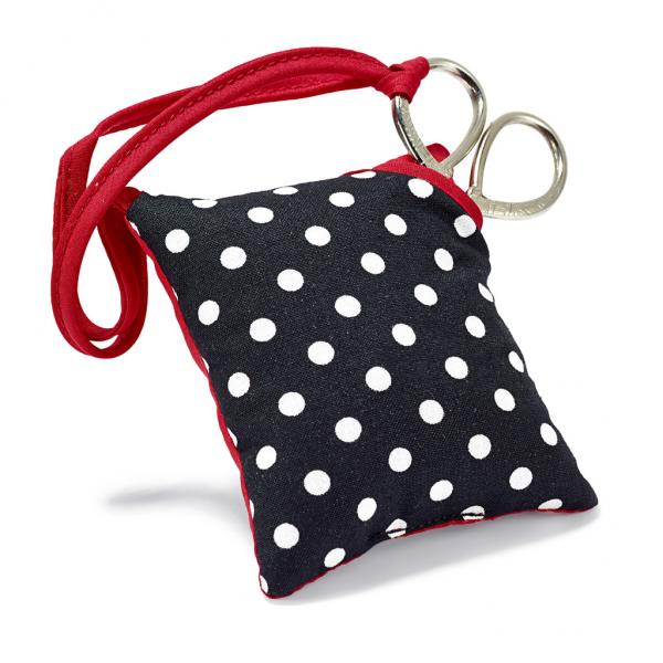 Nadelkissen und Schere Polka Dot schwarz/weiß