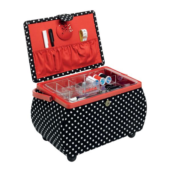 Nähkorb Polka Dots schwarz/weiß L