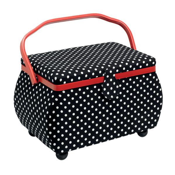 Nähkorb Polka Dots schwarz/weiß L