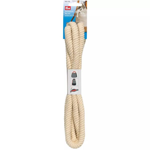 Taschenkordel 11 mm rohweiß Baumwolle