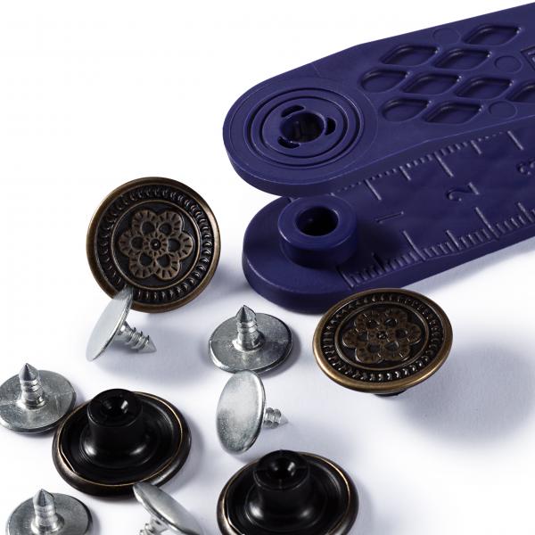 NF-Jeans-Knöpfe MS altmessing Blume 17 mm