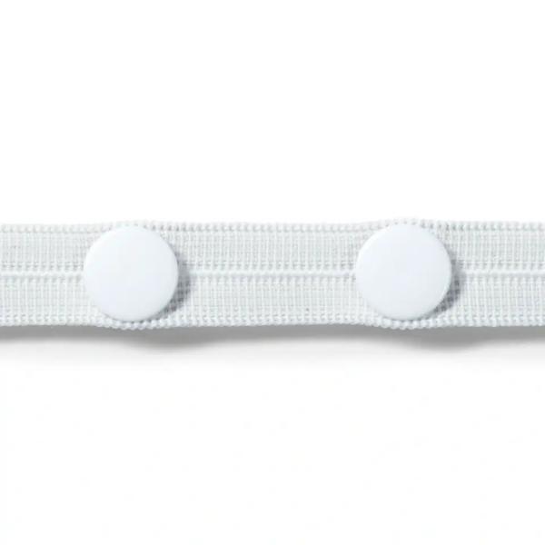 Knopfloch-Elastic m. 3 Knöpfen, 12 mm weiß