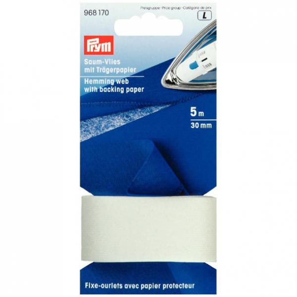 Saumvlies mit Trägerpapier zum Einbügeln 30 mm weiß