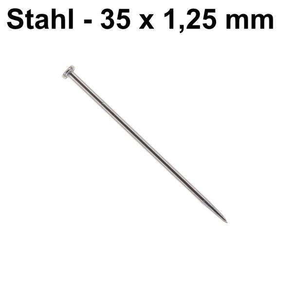 Stahlstecknadeln 1,25 x 35 mm Flachkop-Stecknadeln