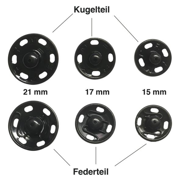 Annäh-Drücker Kugelteil 17 mm brüniert