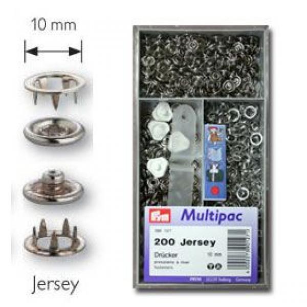 200 Druckknöpfe Jersey Zackenring silber 10 mm