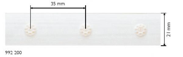 Druckknopfband 21 mm breit 35 mm Abstand weiß