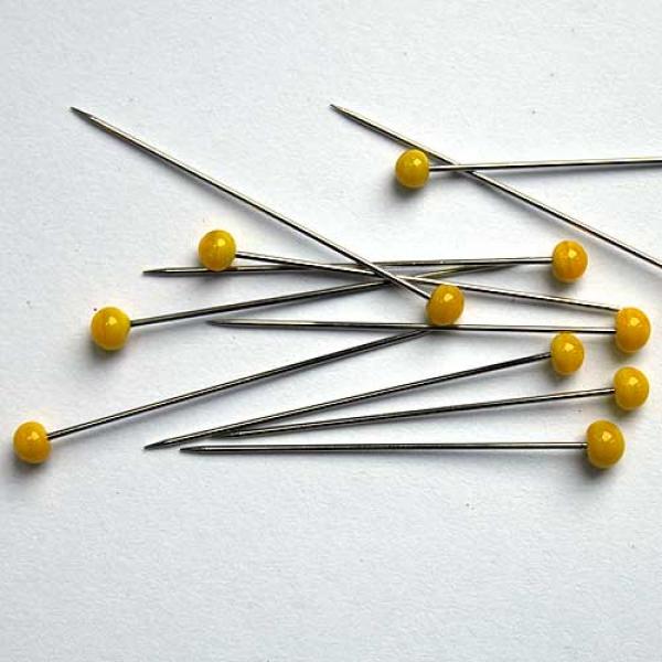 1.000 Glaskopfstecknadeln gelb 0,65x43mm