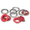 Ösen mit Scheiben MS 14mm rot-silberfarbig