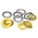 Ösen mit Scheiben MS 14mm gelb-silberfarbig
